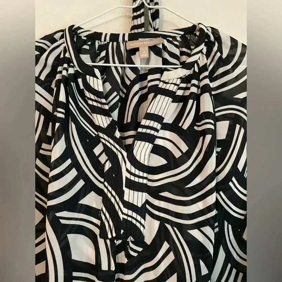 Banana Republic Womens black and cream geometric belted dress size 4 - Picture 3 of 5